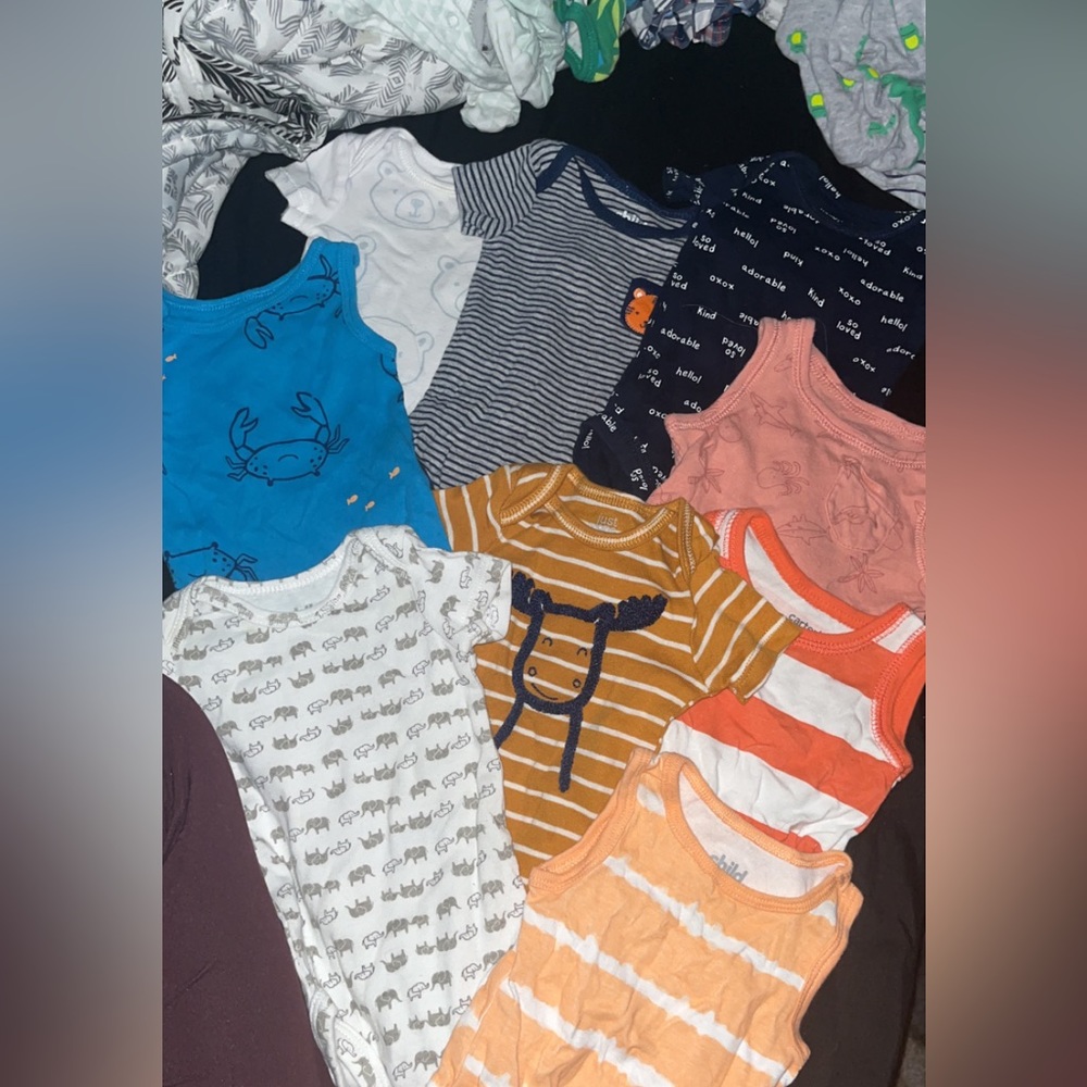 Baby Boy Carters Newborn Sleeveless and Short Sleeve Onesies.
